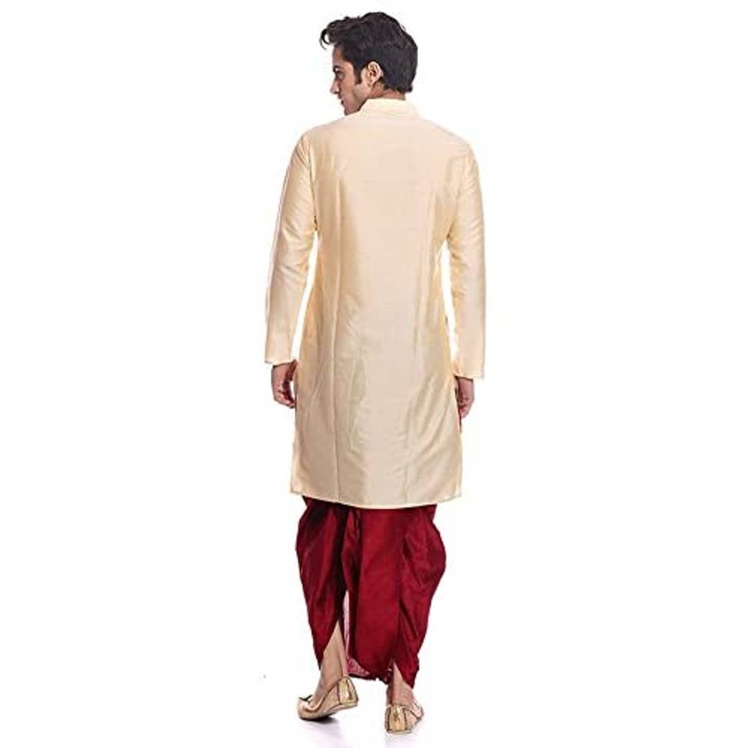 MAG Men's Silk Regular Kurta Dhoti (RG-1565-$JA_Red)